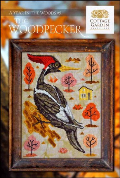 Year In The Woods 9 - The Woodpecker 100w x 130h by Cottage Garden Samplings 22-2117 YT W