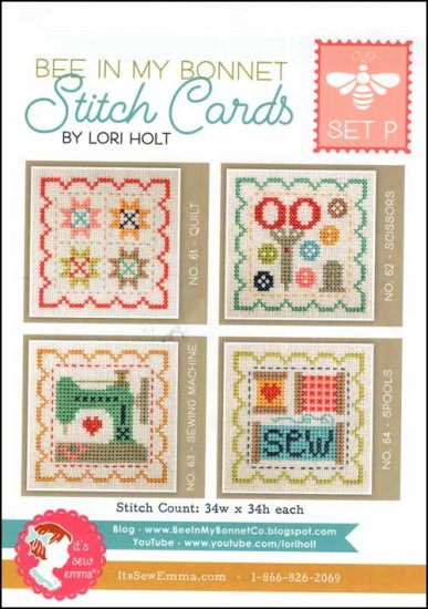SE4011 Bee In My Bonnet Stitch Cards Set P 34W x 34H Each It's Sew Emma YT