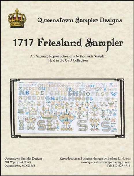 YT 1717 Friesland Sampler 248 tall x 531 wide by Queenstown Sampler Designs 