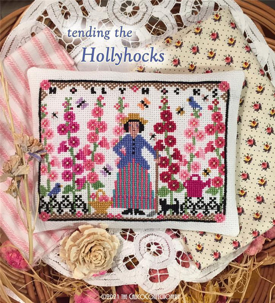 Tending the Hollyhocks 90w x 69h Calico Confectionery