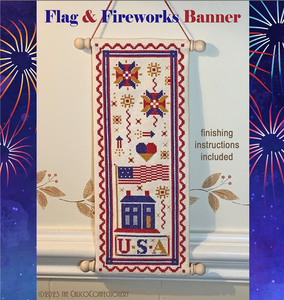 Flag & Fireworks Banner  Calico Confectionery