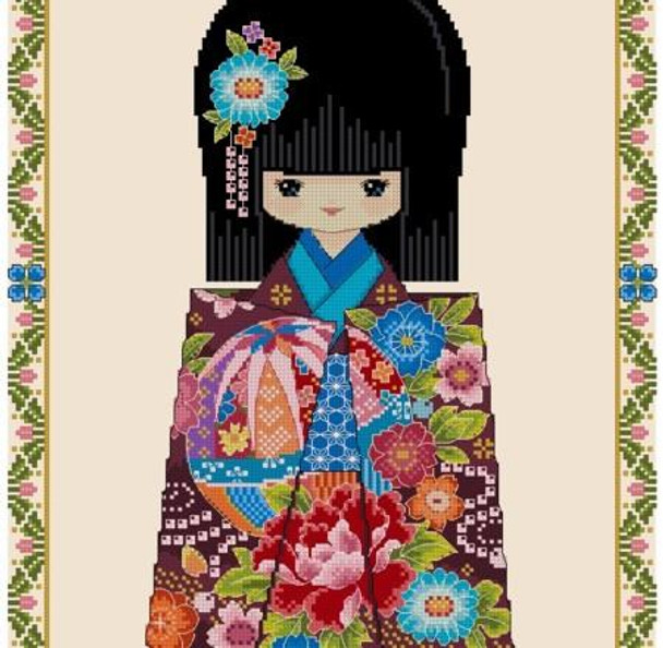 Chiyogami #4 TEMARI 200w x 240h Cross Stitch Asia