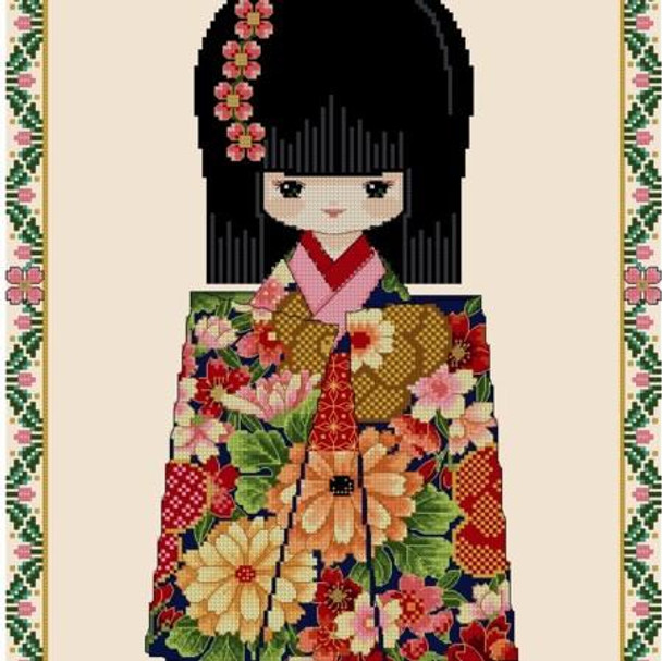 Chiyogami #01 NATSUKO 200w x 240h Cross Stitch Asia