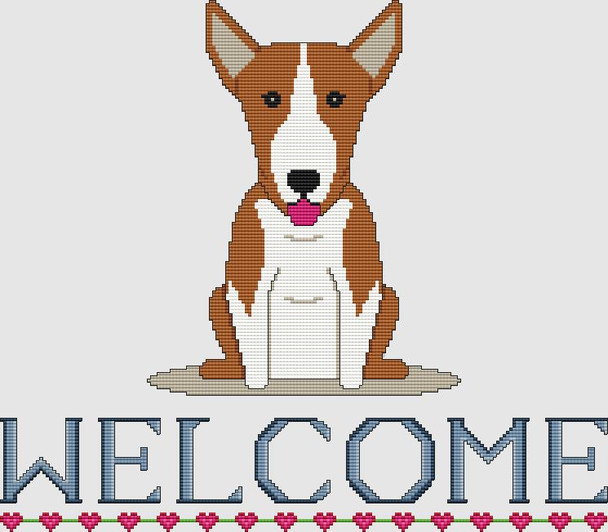 Bull Terrier - Welcome (Red White) 186w x 163h DogShoppe Designs