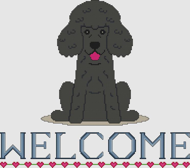 Poodle - Welcome (Black) 186w x 165h DogShoppe Designs