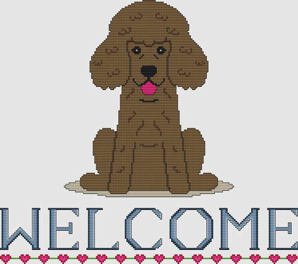 Poodle - Welcome (Chocolate) 186w x 165h DogShoppe Designs