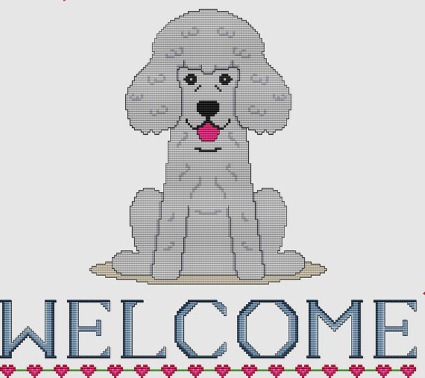 Poodle - Welcome (Silver) 186w x 165h DogShoppe Designs