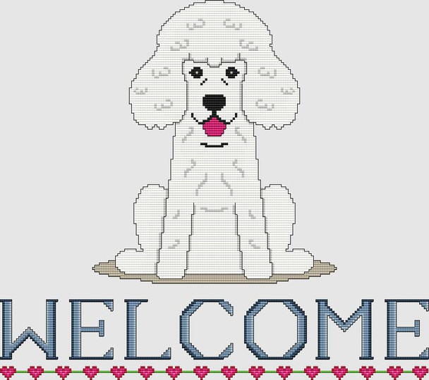 Poodle - Welcome (White)186w x 165h DogShoppe Designs