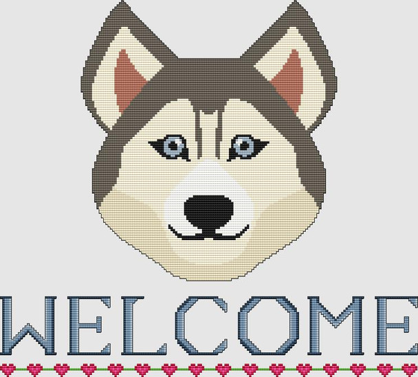 Siberian Husky - Welcome (Grey) 186w x 168h DogShoppe Designs