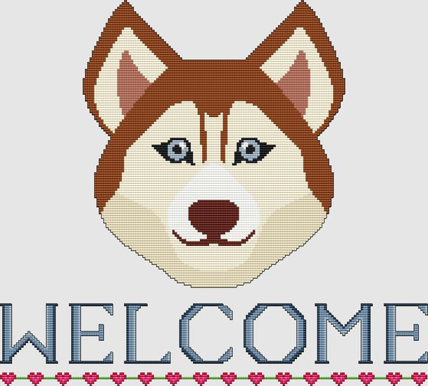 Siberian Husky - Welcome (Red) 186w x 168h DogShoppe Designs