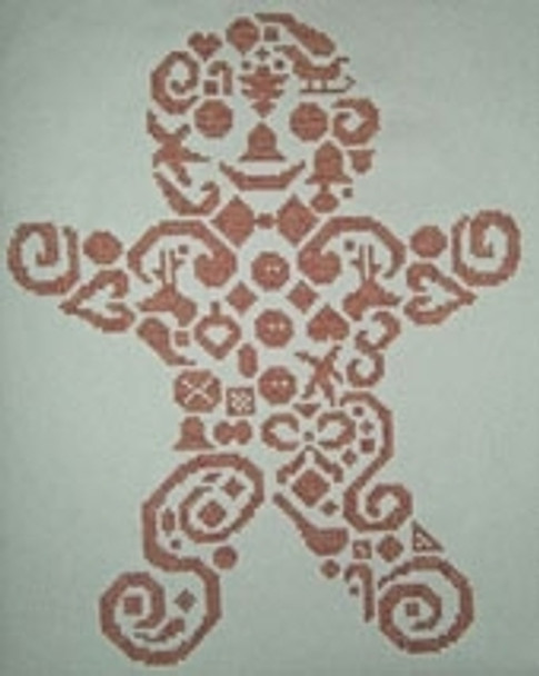 WW158 Tribal Gingerbread Man White Willow Stitching