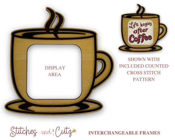 Short Coffee Cup Frame Interchangeable Display  StitchesandCutz