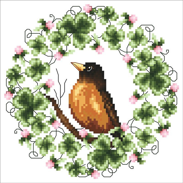 A Bird For All Seasons Spring Robin 84 Stitches Square Kitty And Me Designs