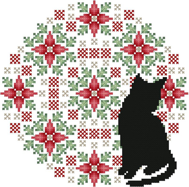 Cat And Mandala December 97 stitches square Kitty And Me Designs