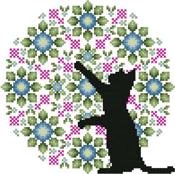 Cat And Mandala July 97 stitches square Kitty And Me Designs