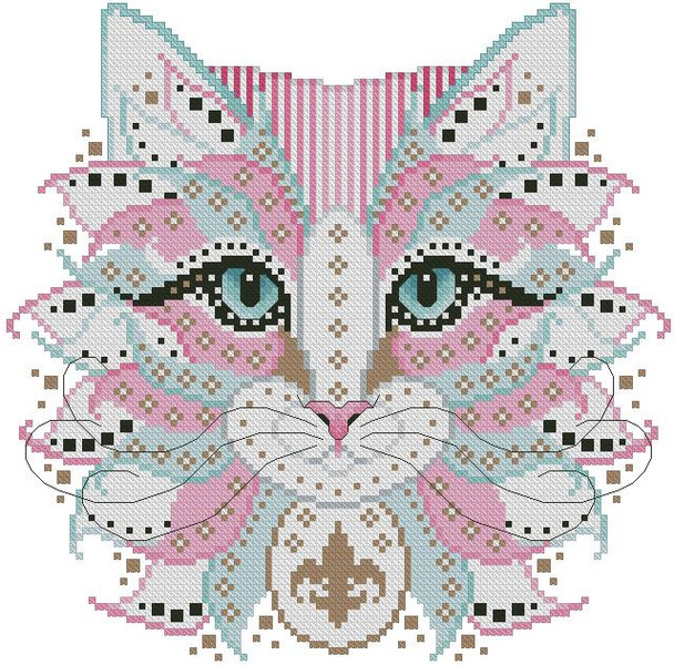 Colorful Cat Antoinette 105w x 104h Kitty And Me Designs