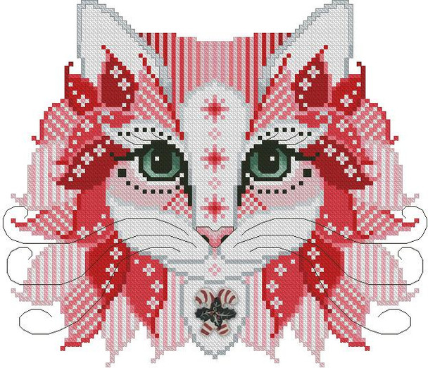 Colorful Cat Candy Cane 103w x 89h Kitty And Me Designs