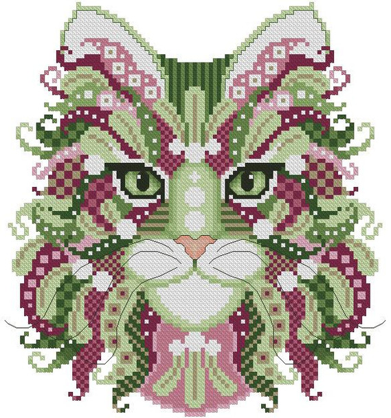 Colorful Cat Mistletoe 95 wide X 103 high Kitty And Me Designs