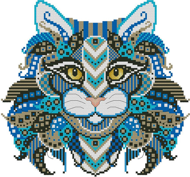 Colorful Cat Pharaoh 119 wide X 109 high Kitty And Me Designs