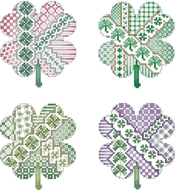 Crazy Shamrocks Ornaments 49 w X 56 h Kitty And Me Designs