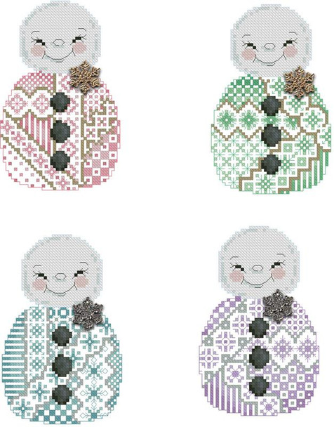 Crazy Snowman Ornaments 43 wide X 68 high Kitty And Me Designs