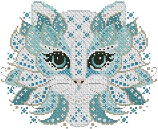 Colorful Cat Snowflake 117w x 96h Kitty And Me Designs