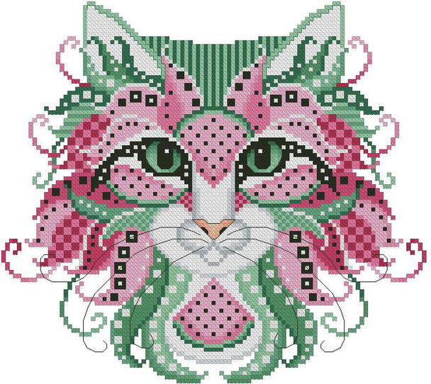 Colorful Cat Watermelon 109w x 98h Kitty And Me Designs