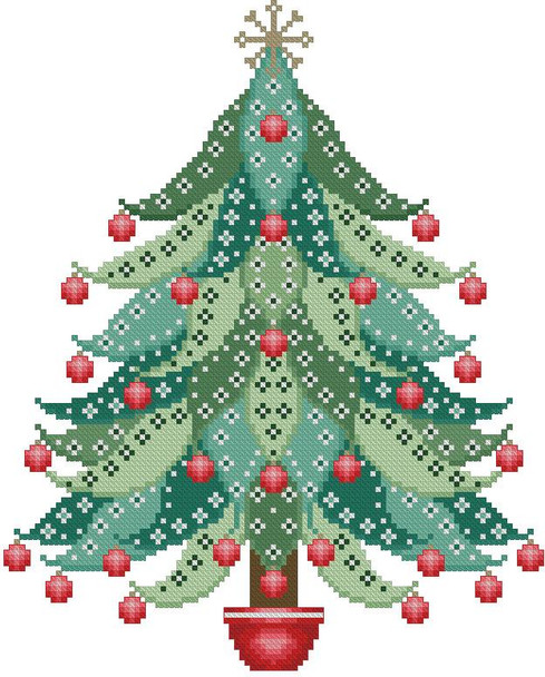 Colorful Christmas Tree Evergreen 103w x 128h Kitty And Me Designs