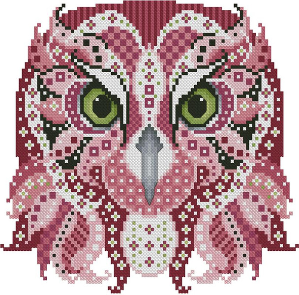 Colorful Owl Olive 97w x 80h Kitty And Me Designs