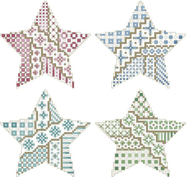 Crazy Christmas Stars Ornaments 55w x 53h Kitty And Me Designs