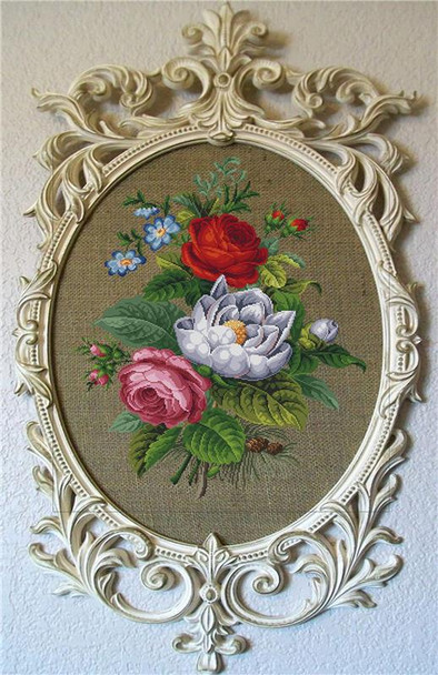 Antique Still life, Summer Flowers-E Antique Needlework Design