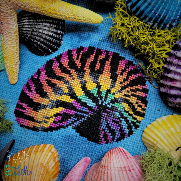 Rainbow Nautilus full cross stitches 67w x 56h BAD Stitch