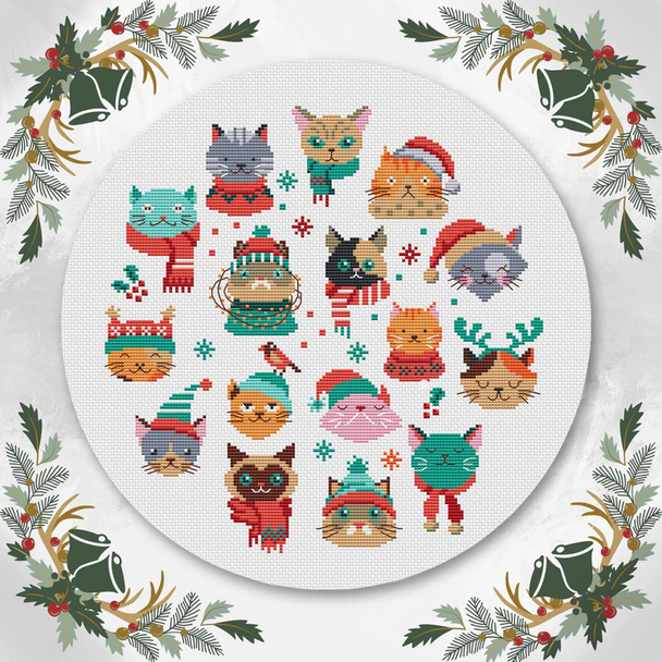 Meow-ry Christmas Artmishka Counted Cross Stitch Pattern