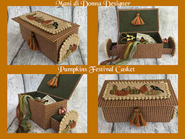 Pumpkins Festival Casket (Chart & Finishing Info) by Mani Di Donna 23-2600 YT