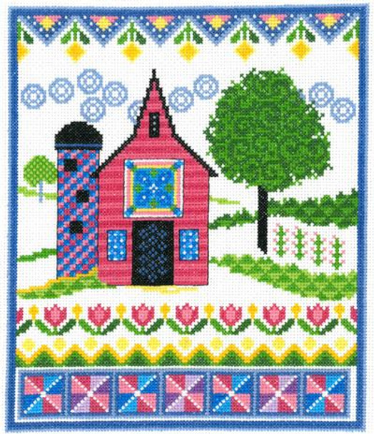 Ursula Michael Designs Barn with Spring Quilts 117w x 139h