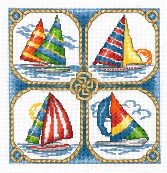 Ursula Michael Designs Four Sailboats 118w x 118h