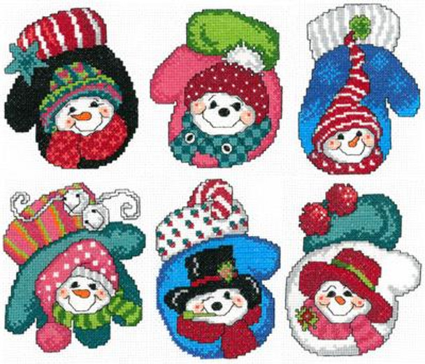 Ursula Michael Designs Snowman Mittens 50w x 63h