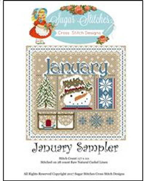 JANUARY Monthly Sampler 117 x 111 Sugar Stitches Design