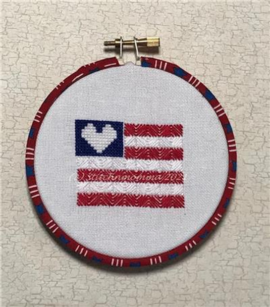 Magnificent Minis - American Flag Love 37w x 29h Stitchnmomma