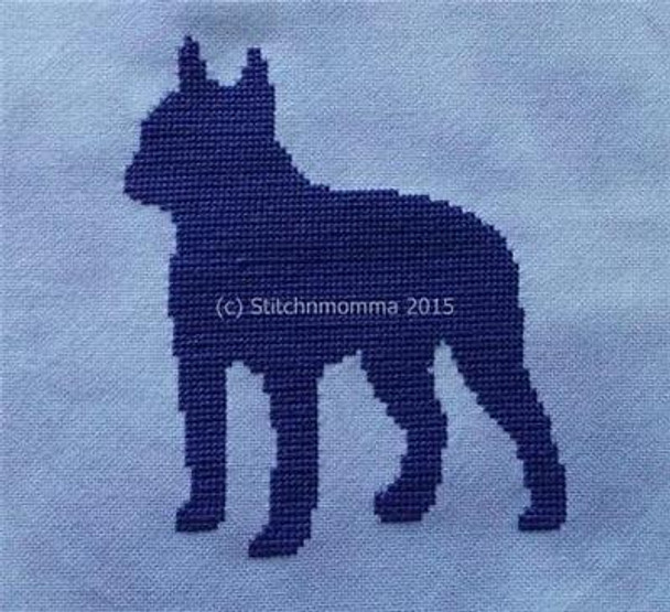Dog Silhouette - Boston Terrier 69 wide x 78 high  Stitchnmomma