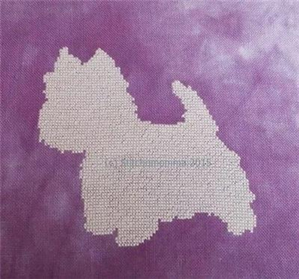 Dog Silhouette - Westie 78 wide x 72 high Stitchnmomma