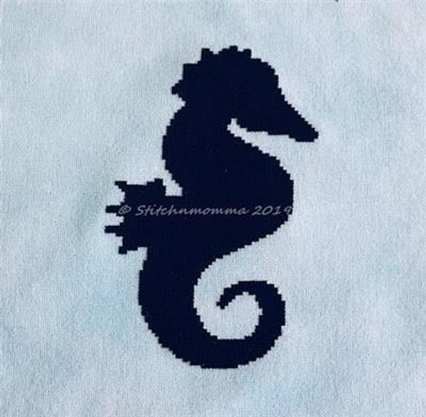 Seahorse Silhouette 59 wide x 96 high Stitchnmomma