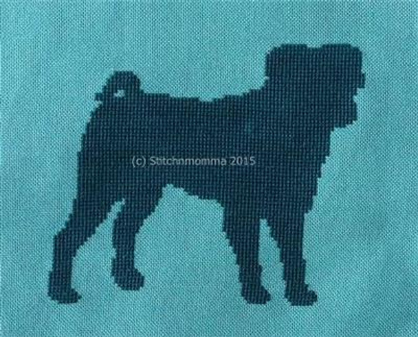 Dog Silhouette - Pug 84 wide x 74 high Stitchnmomma