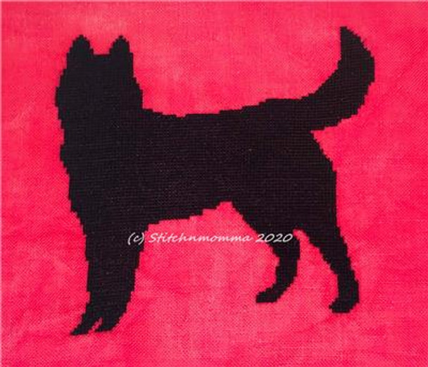 Dog Silhouette - Siberian Husky 96w x 92h Stitchnmomma