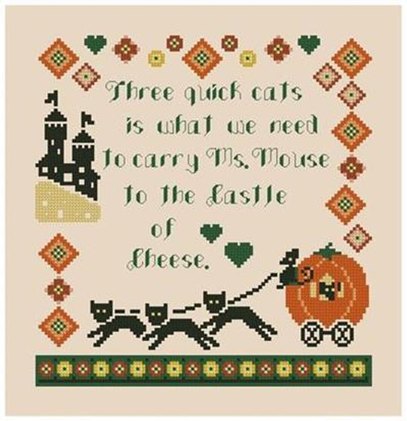 "Three Quick Cats!" 110w X 115h StitchyFish Designs