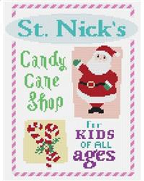 "St. Nick's Candy shop" 96w X 134h StitchyFish Designs