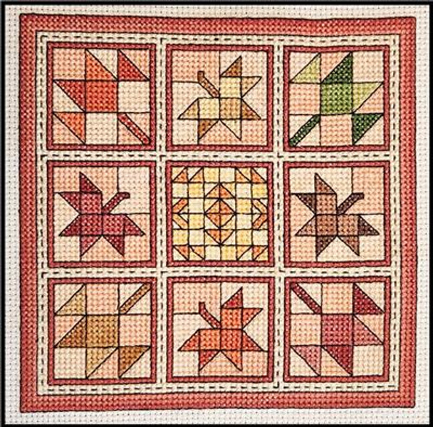 Quilt Blocks 16 - Autumn Leaves 74 x 74 Rogue Stitchery