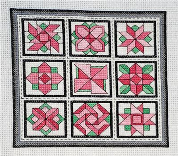 Quilt Blocks 11 - Carnations 74 x 74 Rogue Stitchery