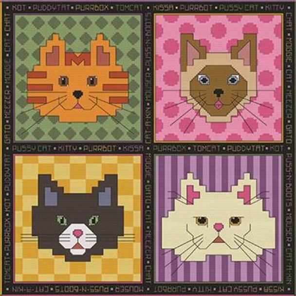 Roly-Poly Cat Faces 187w x 187h PurrCat CrossStitch