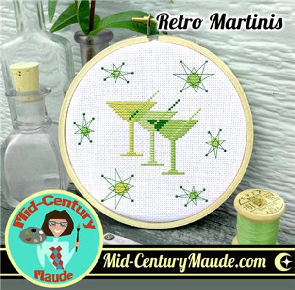 Retro Martinis 66w x 65h Mid-Century Maude